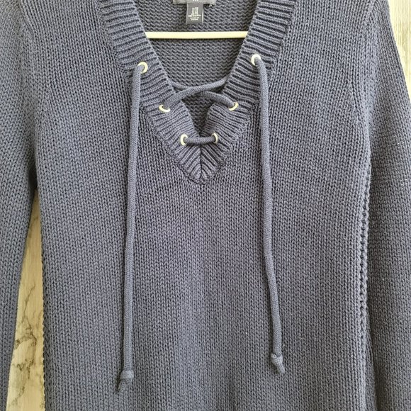 💕 Gap Navy sweater with lace up detail Size XS - Picture 5 of 11